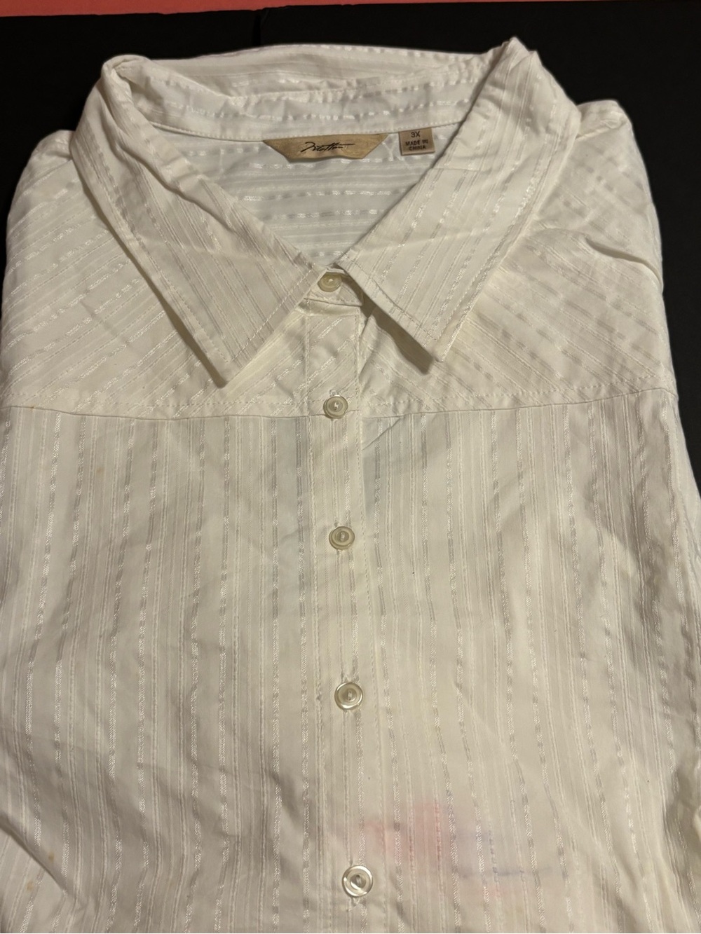 NWT Motto Women’s 3X White Textured Button Front Collared Tunic Blouse Plus Size